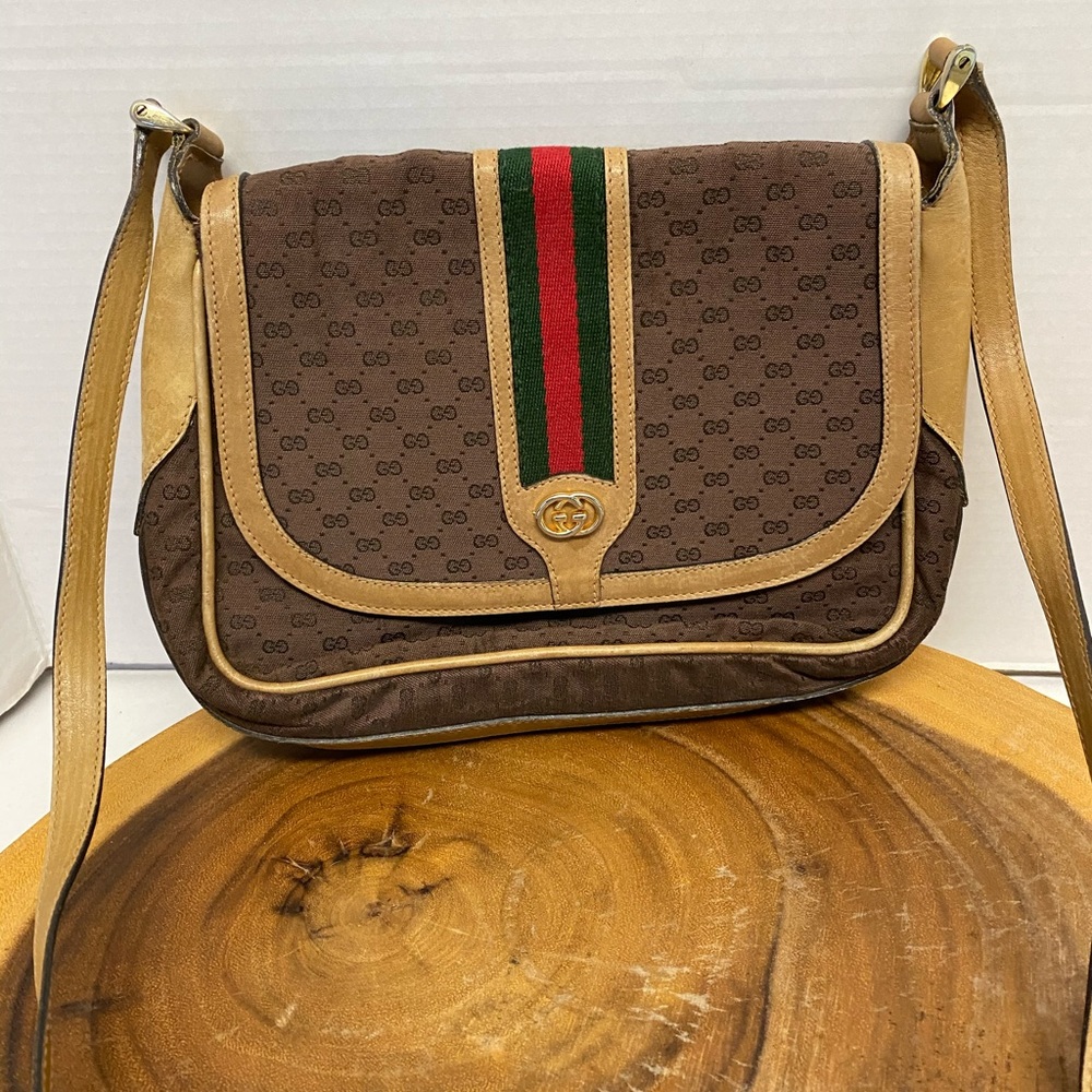 Vintage GUCCI Micro G Chocolate Brown Canvas Bag